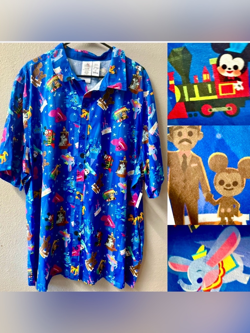 DISNEY PARKS JOEY CHOU MAGIC KINGDOM BUTTON FRONT CAMP SHIRT MENS XXL~NWT